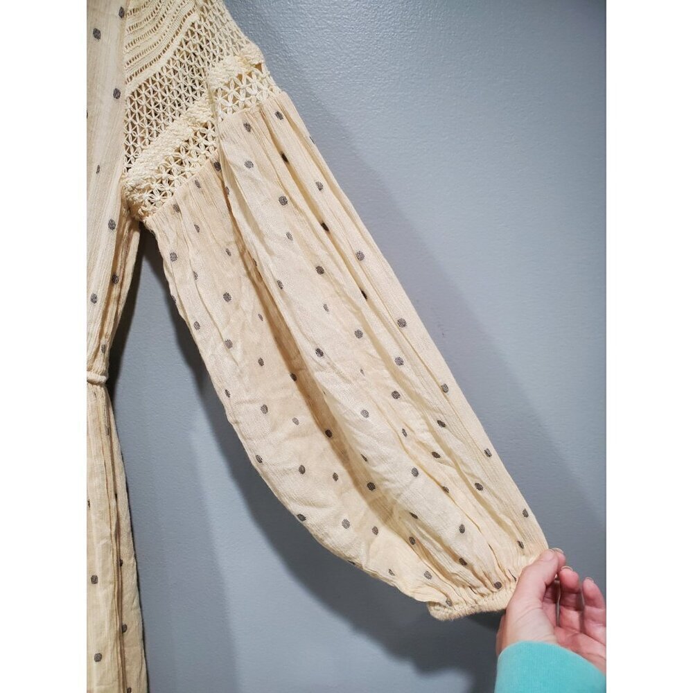 Free People Sada Ivory Maxi Dress Long-Sleeved Tiered Boho CottageCore Sz M - Picture 6 of 16